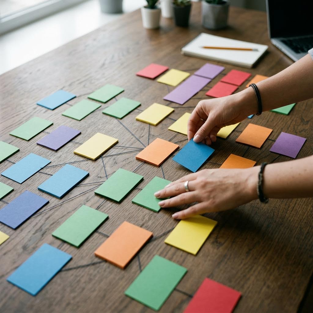 Product specialist mapping dependencies with connected configuration cards